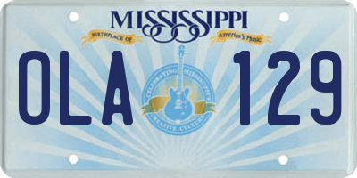 MS license plate OLA129