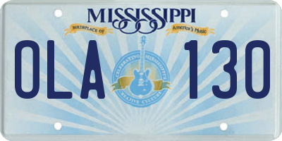 MS license plate OLA130