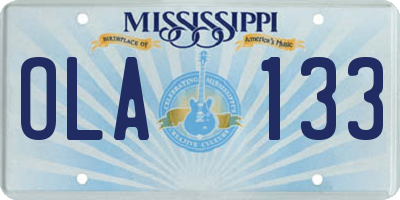 MS license plate OLA133