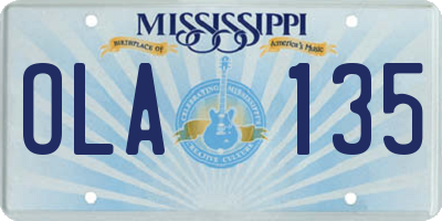 MS license plate OLA135
