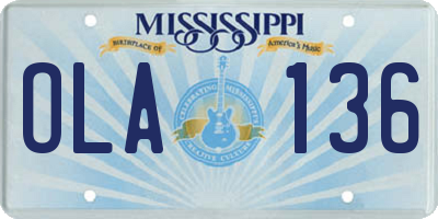 MS license plate OLA136