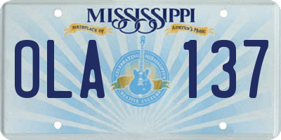 MS license plate OLA137