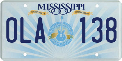MS license plate OLA138