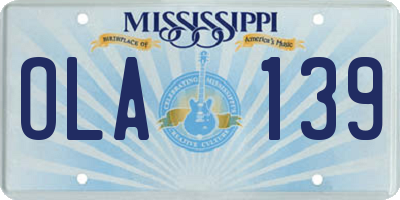 MS license plate OLA139