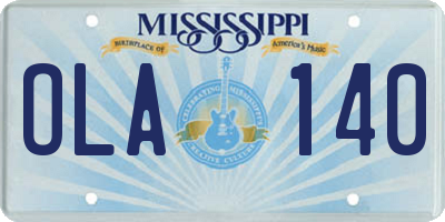 MS license plate OLA140