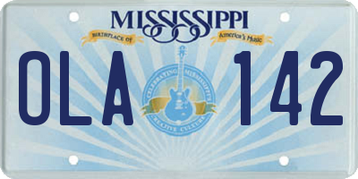 MS license plate OLA142