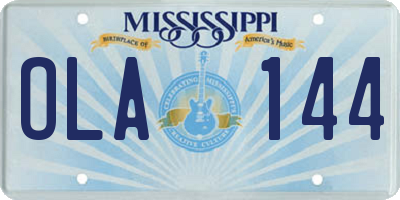 MS license plate OLA144