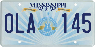 MS license plate OLA145