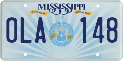 MS license plate OLA148