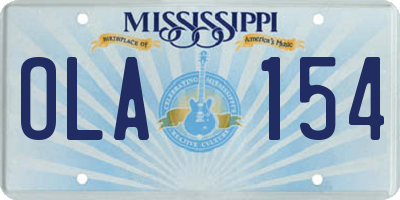 MS license plate OLA154