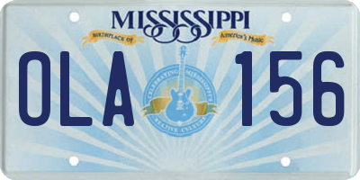 MS license plate OLA156
