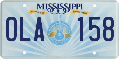 MS license plate OLA158