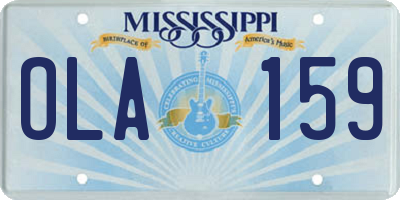 MS license plate OLA159