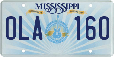 MS license plate OLA160