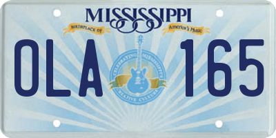 MS license plate OLA165