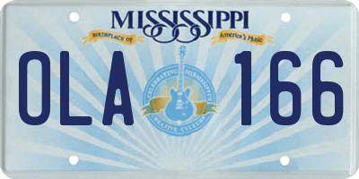 MS license plate OLA166
