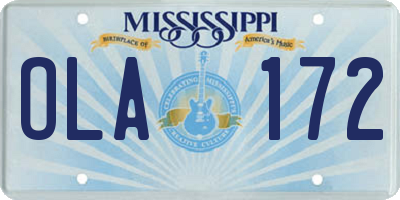 MS license plate OLA172