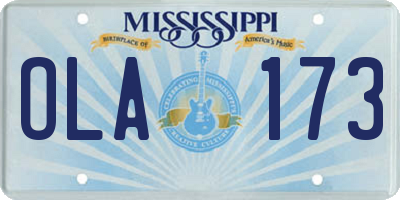 MS license plate OLA173