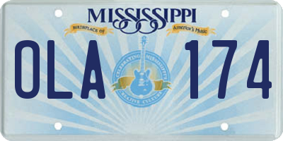 MS license plate OLA174