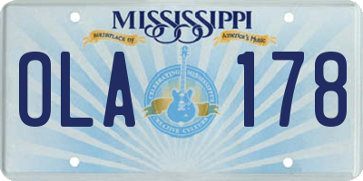 MS license plate OLA178