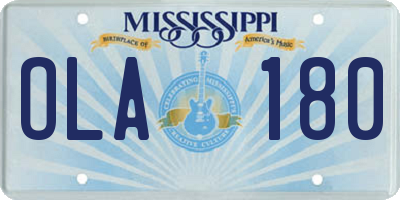MS license plate OLA180