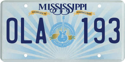 MS license plate OLA193