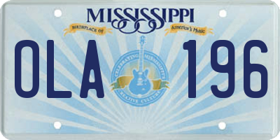MS license plate OLA196