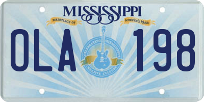 MS license plate OLA198