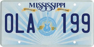 MS license plate OLA199