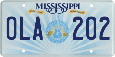 MS license plate OLA202