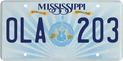 MS license plate OLA203