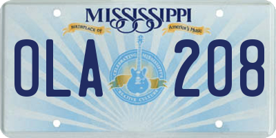 MS license plate OLA208