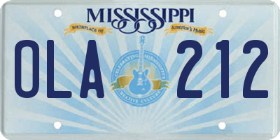 MS license plate OLA212