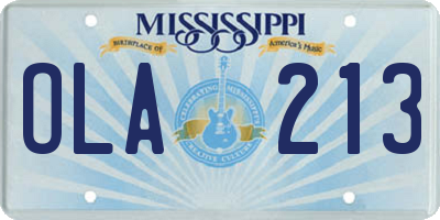 MS license plate OLA213