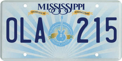 MS license plate OLA215