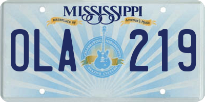 MS license plate OLA219