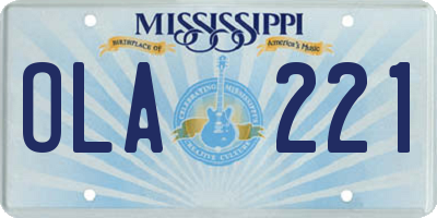 MS license plate OLA221