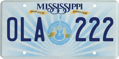 MS license plate OLA222