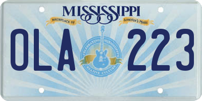 MS license plate OLA223