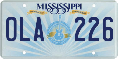MS license plate OLA226