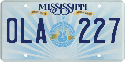 MS license plate OLA227