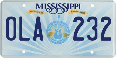 MS license plate OLA232