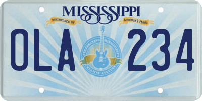 MS license plate OLA234