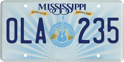 MS license plate OLA235