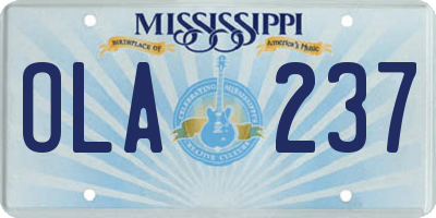 MS license plate OLA237