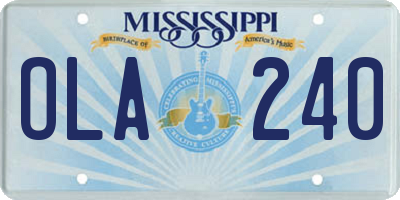 MS license plate OLA240