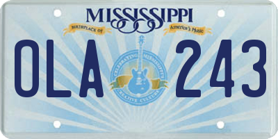 MS license plate OLA243