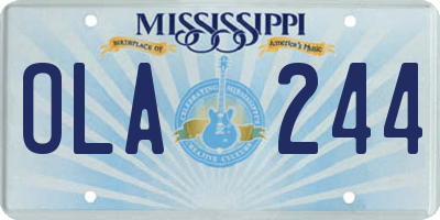 MS license plate OLA244