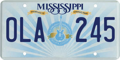 MS license plate OLA245
