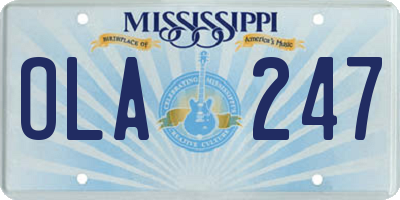 MS license plate OLA247